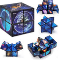 Luaxkpi infinity star cube fidget toy front view showing galaxy planet design.
