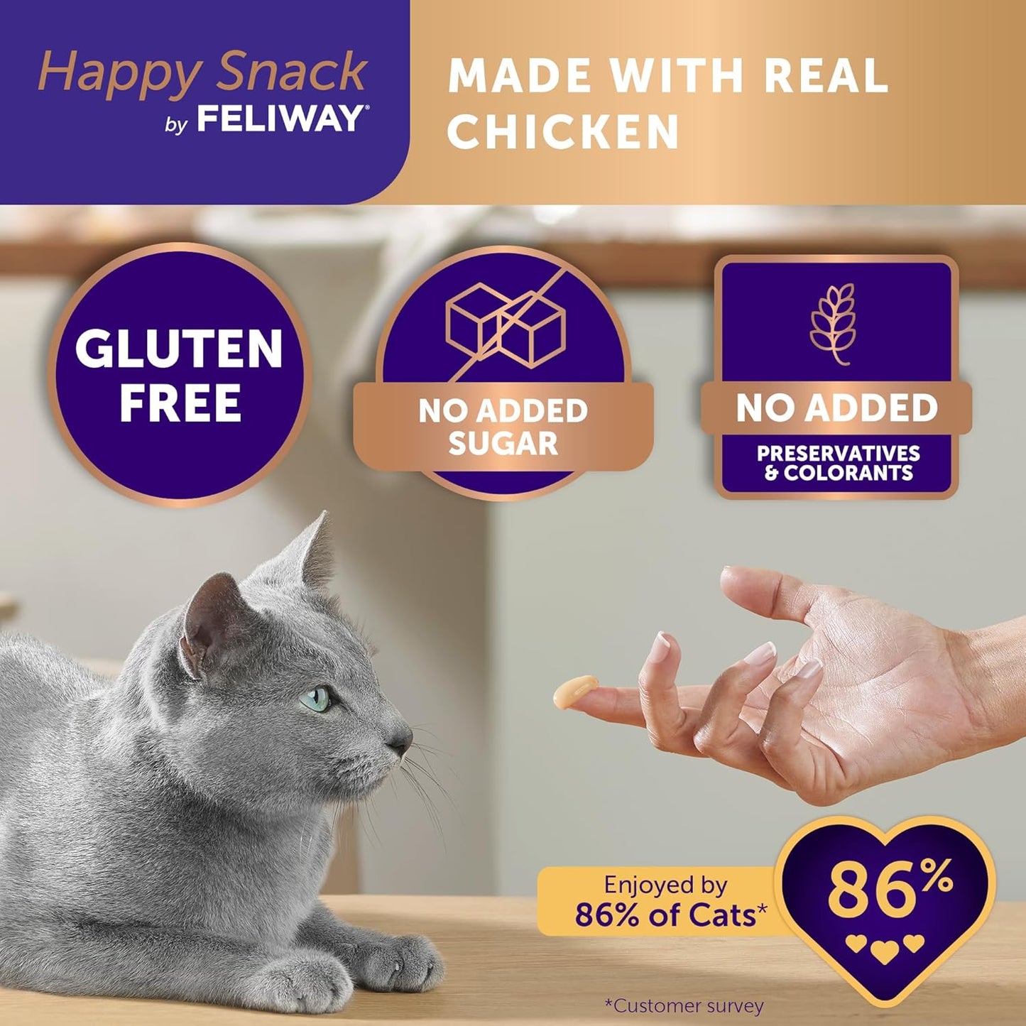 Cat enjoying Happy Snack treat from a tube