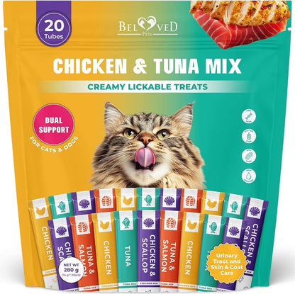 Creamy Lickable Cat Treats & Wet Food Squeeze Tubes - Liquid Kitten Snacks, Urinary Tract Care, Skin & Coat Health, Multivitamin Treats for Cats, & Small Dogs, Lick Up 40 Sticks Tuna + Chicken Mix - Image 10