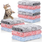 Tegeme 12 Pcs Pet Blankets 23 x 16 Inch Soft Fluffy Fleece Dog Cat Warm Paw Print Pattern Blankets Flannel Throw for Pets Dog Puppy Cat(Gray) - Image 11