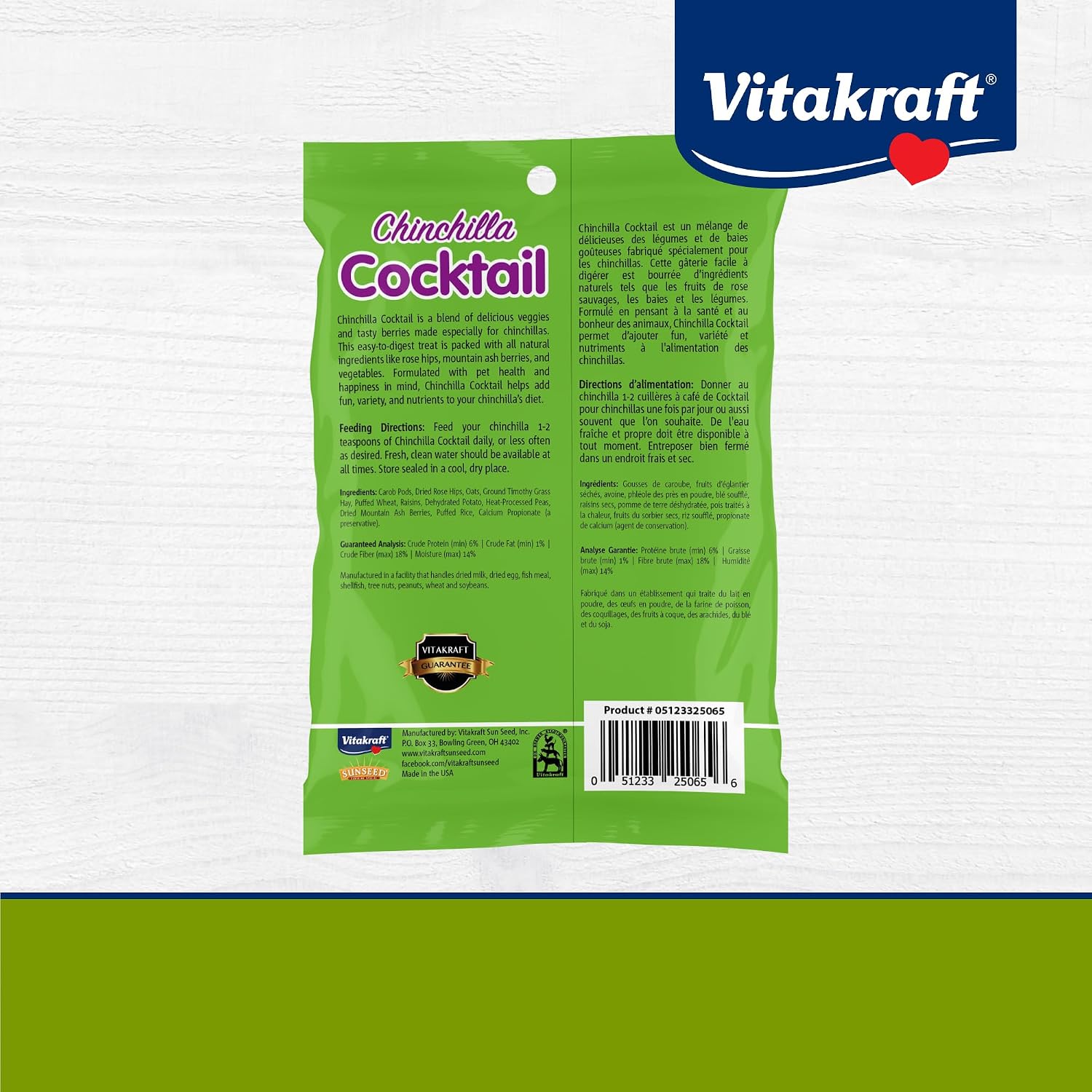 Nutritious small pet dietary supplement pouch by Vitakraft brand.