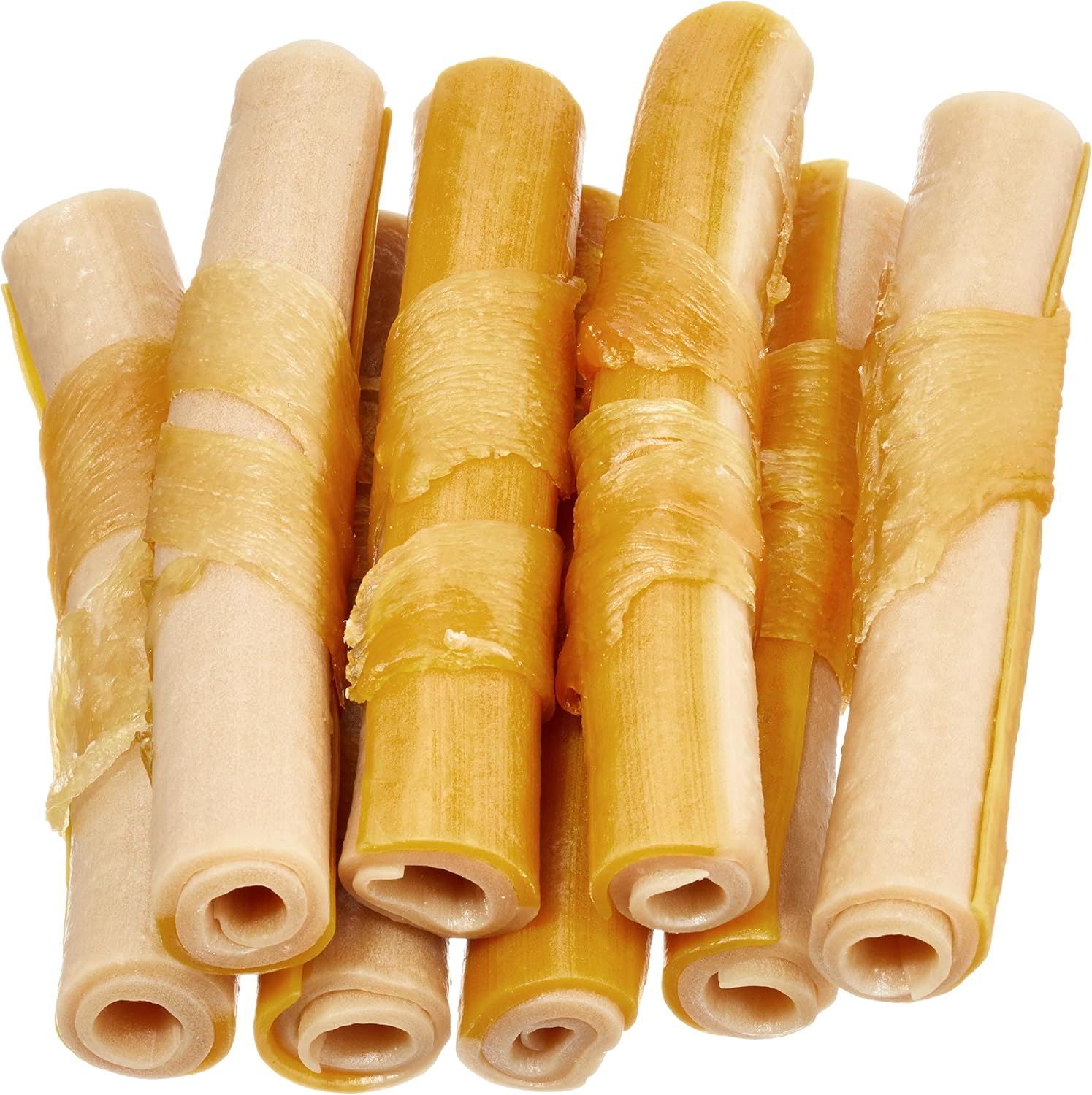 Dog treat stick with chicken wrap texture detail