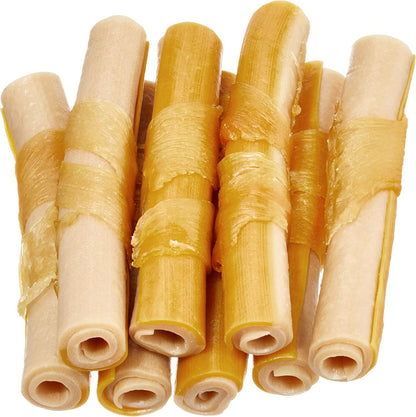 Dog treat stick with chicken wrap texture detail