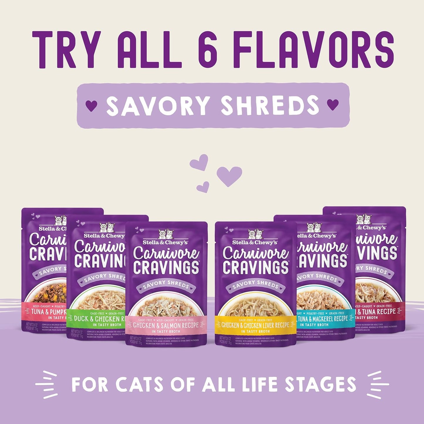 Stella & Chewy's Carnivore Cravings Wet Cat Food - Premium Pouches - Grain Free, High Protein Salmon, Tuna & Mackerel - Perfect For Picky Eaters - Complete Meal or Topper (2.8 oz, 24 Pack) - Image 10