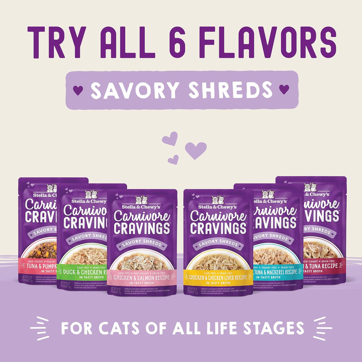 Stella & Chewy's Carnivore Cravings Wet Cat Food - Premium Pouches - Grain Free, High Protein Salmon, Tuna & Mackerel - Perfect For Picky Eaters - Complete Meal or Topper (2.8 oz, 24 Pack) - Image 10