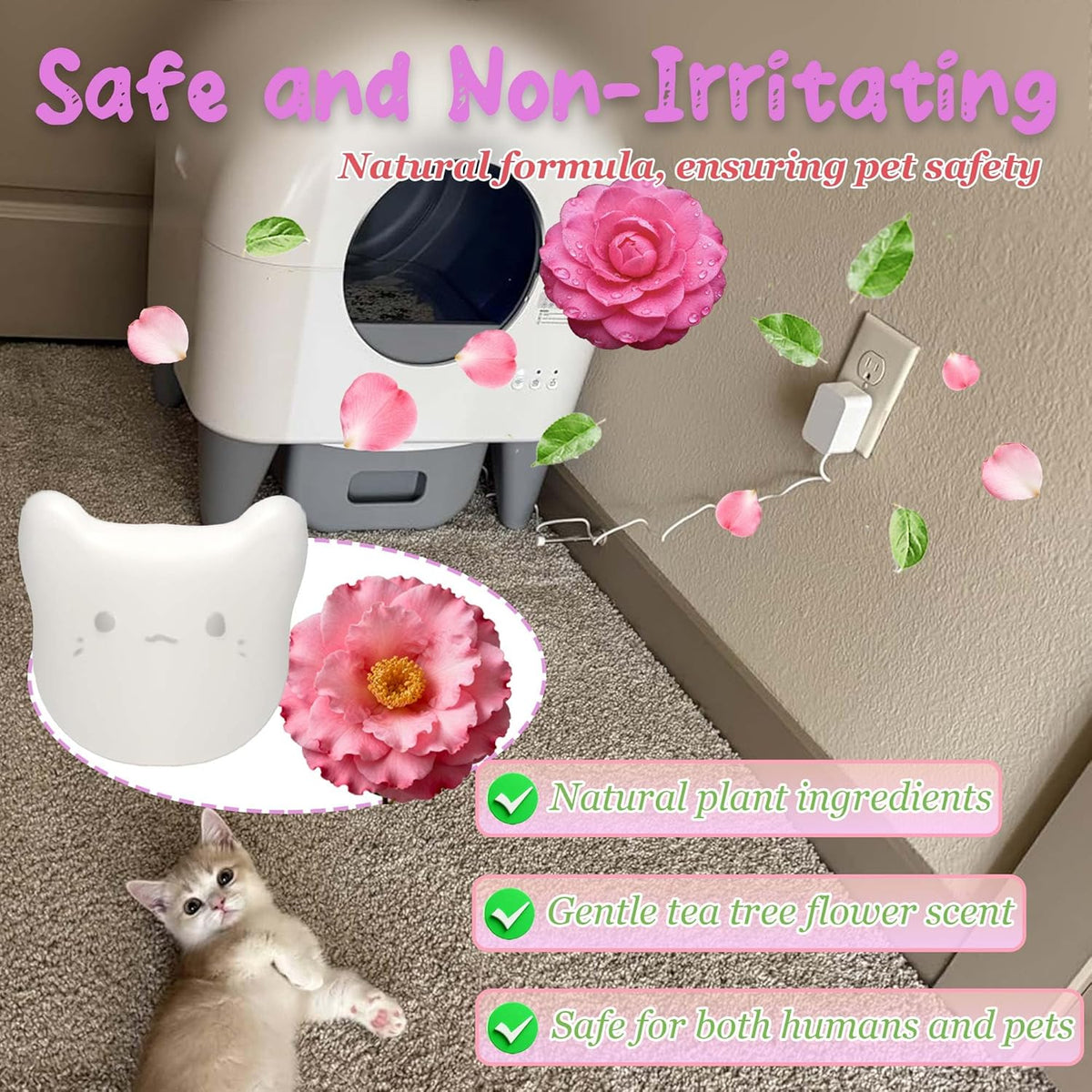 Close up of CVGVJY cat litter waste drawer odor neutralizer pod with camellia fragrance
