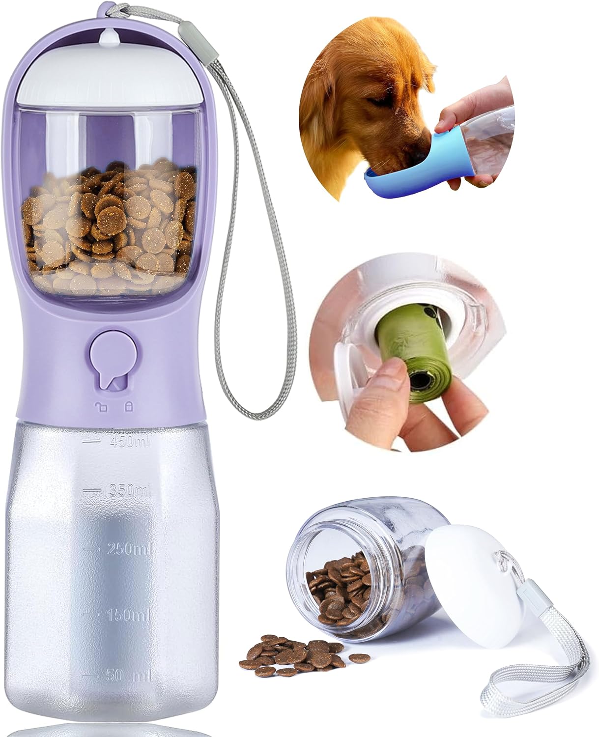 Dog Water Bottle with Food Container, Portable Pet Dog Water Dispenser for Outdoor Walking,Hiking,Travel,Puppy Essentials,Puppy Supplies,Replaceable Waste Bags - Image 13