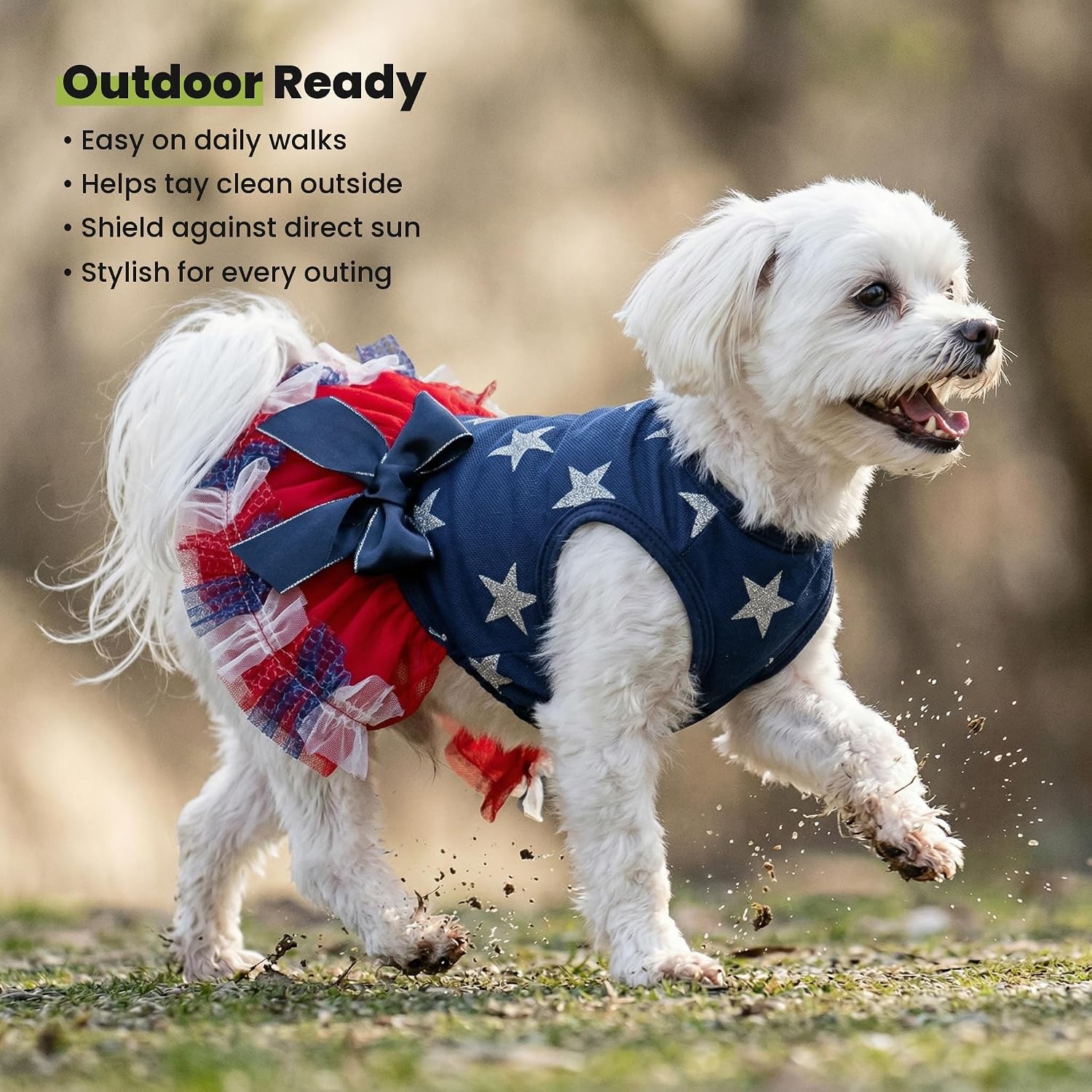 Fitwarm medium size luxury designer dog apparel on a pug