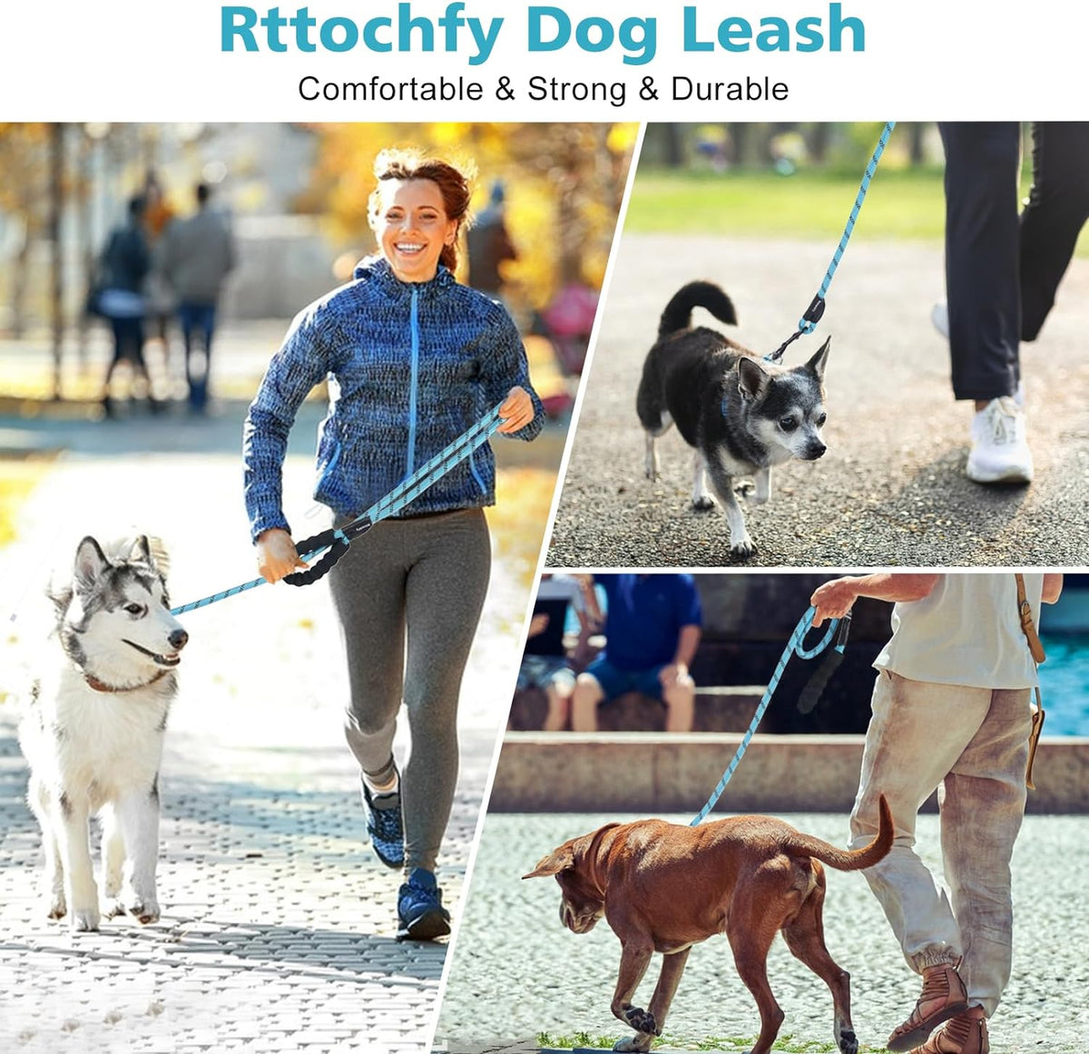 Rttochfy reflective dog lead being used for night walking