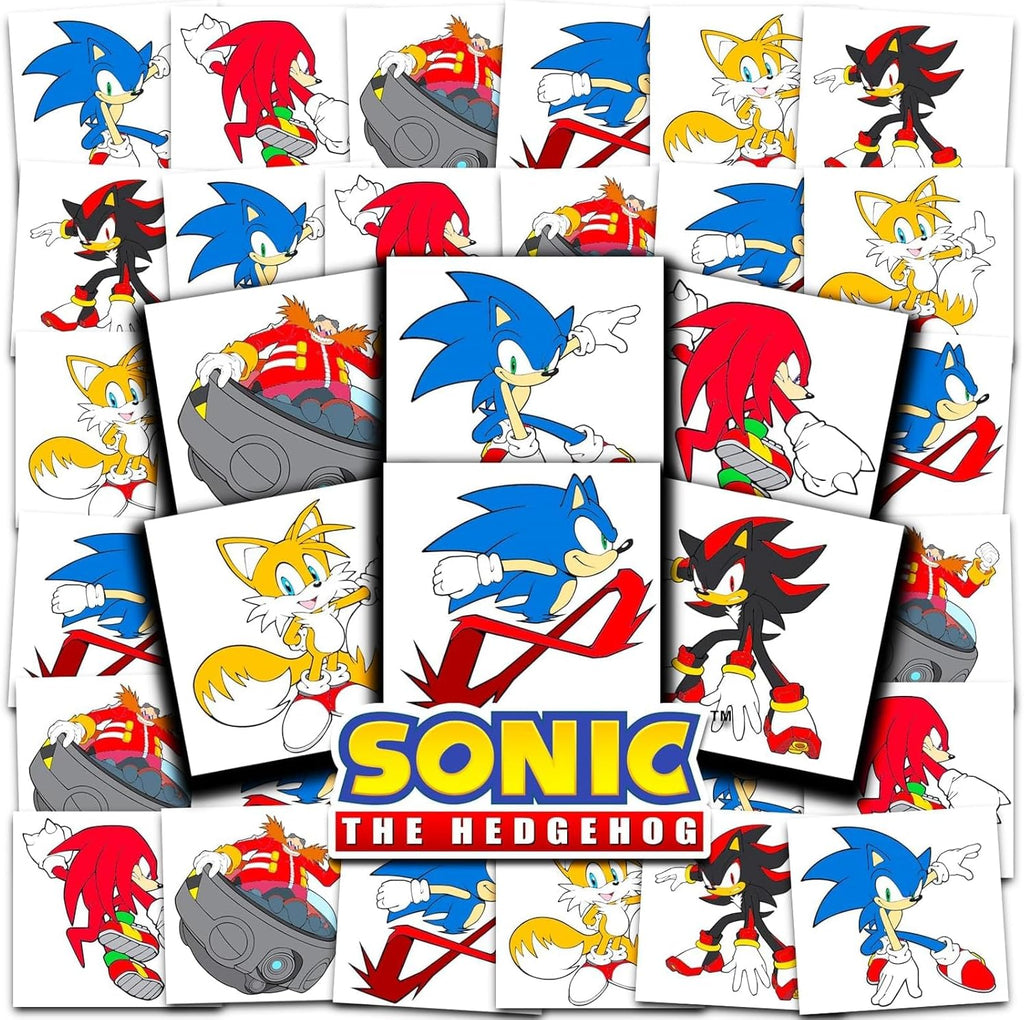 Secret Origins Sonic the Hedgehog temporary tattoo bundle front view