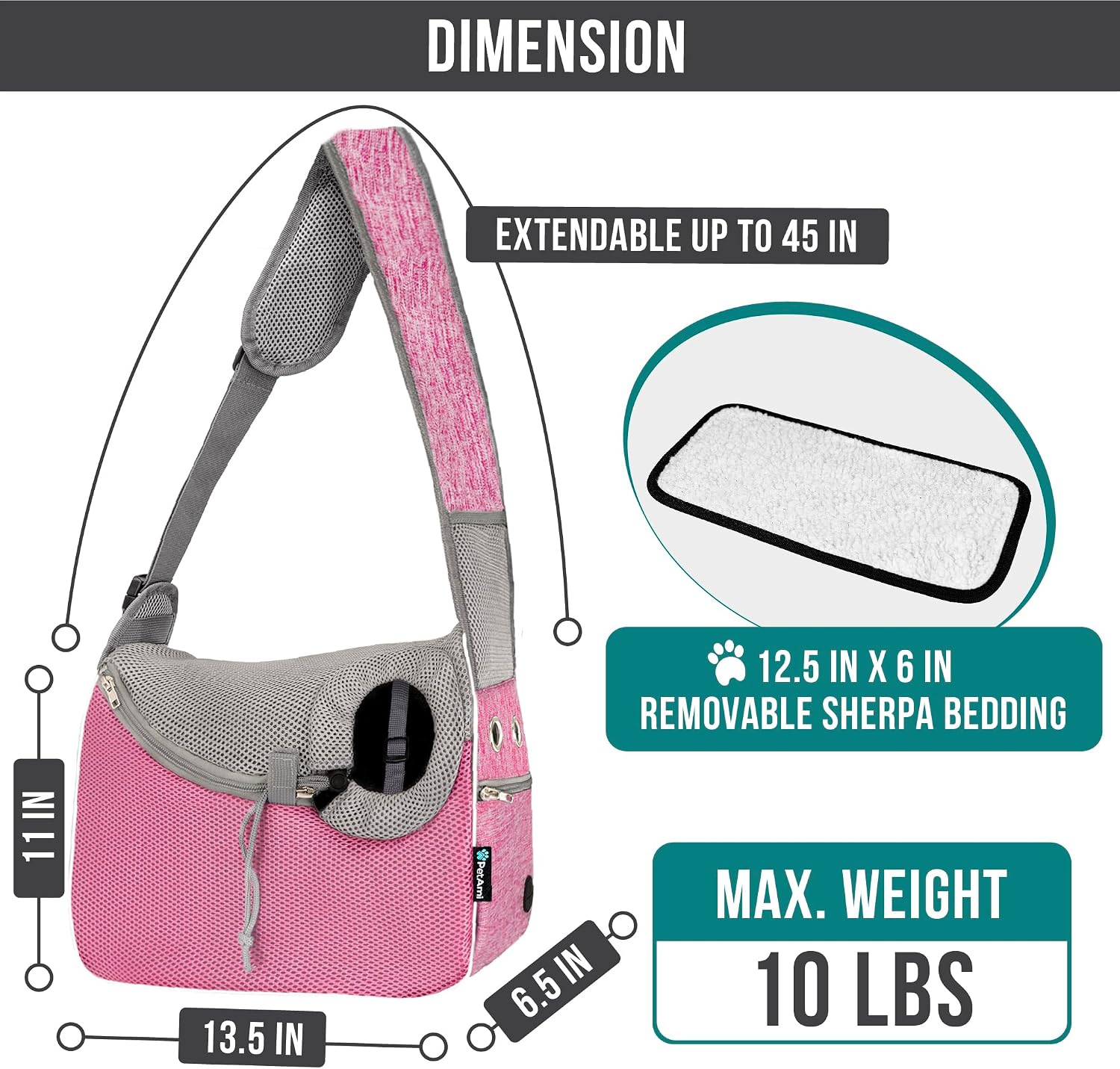 PetAmi crossbody puppy carrier showing breathable mesh window
