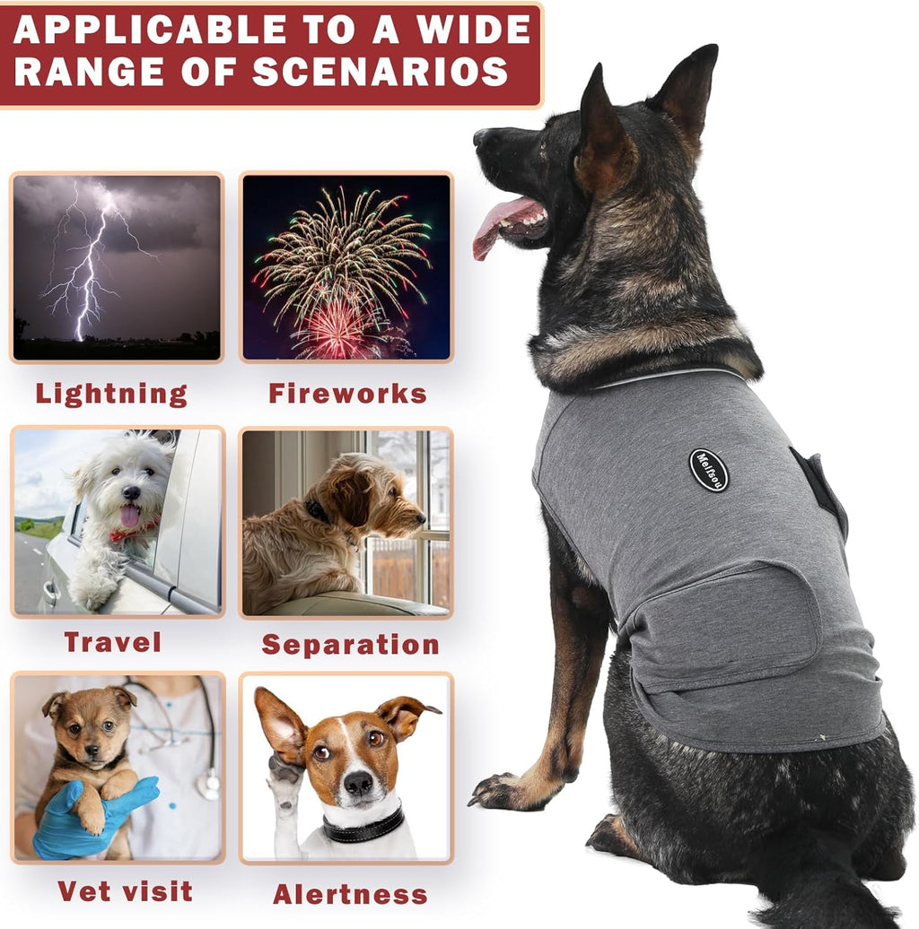 Dog wearing Meifsou compression calming shirt