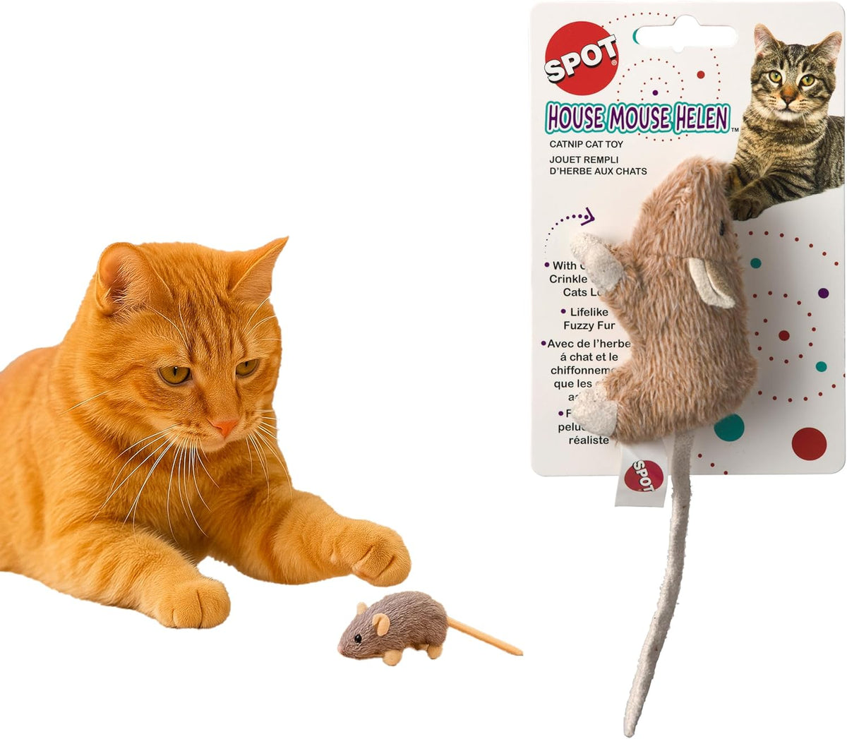 SPOT Big Mouse Bertha Cat Toy with Catnip - Lifelike Plush Mouse, Crinkle Sound, Large 7in Size, for Cuddling, Chasing, Playing - Assorted Colors - Image 14