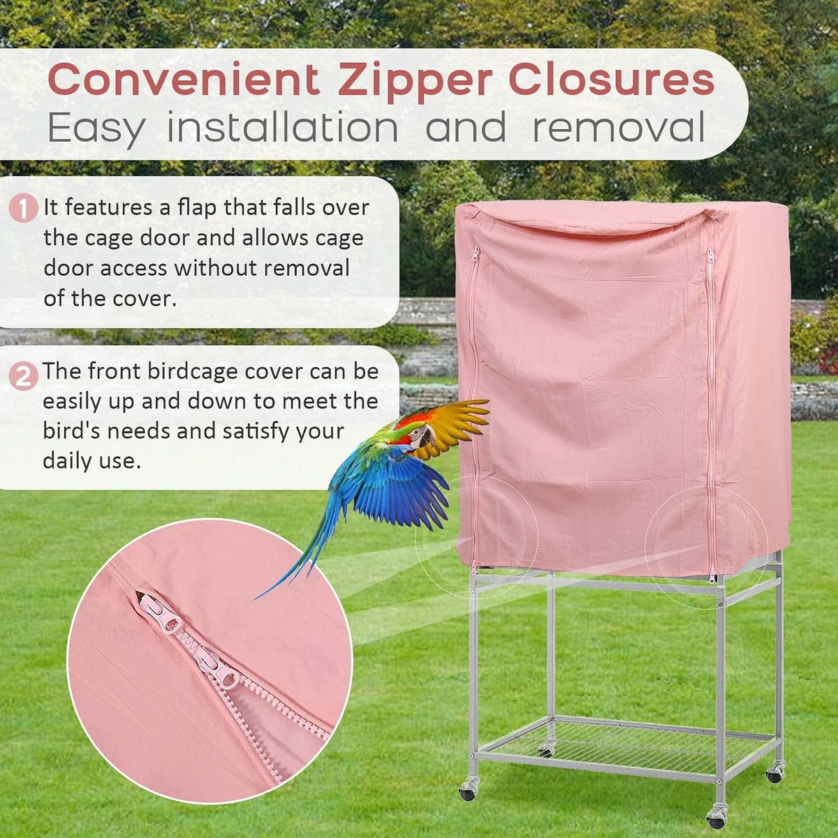 Windproof polyester bird enclosure protector detail