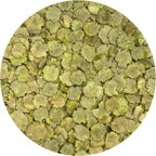 Exotic Nutrition green pea flakes product bag with small pets