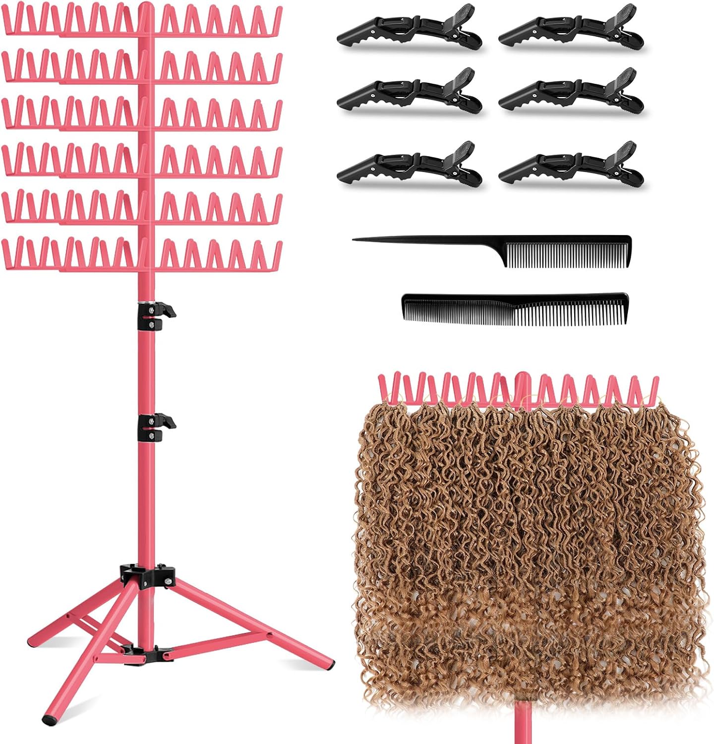 Lphgfza 144 pegs braiding hair rack front view with tripod base