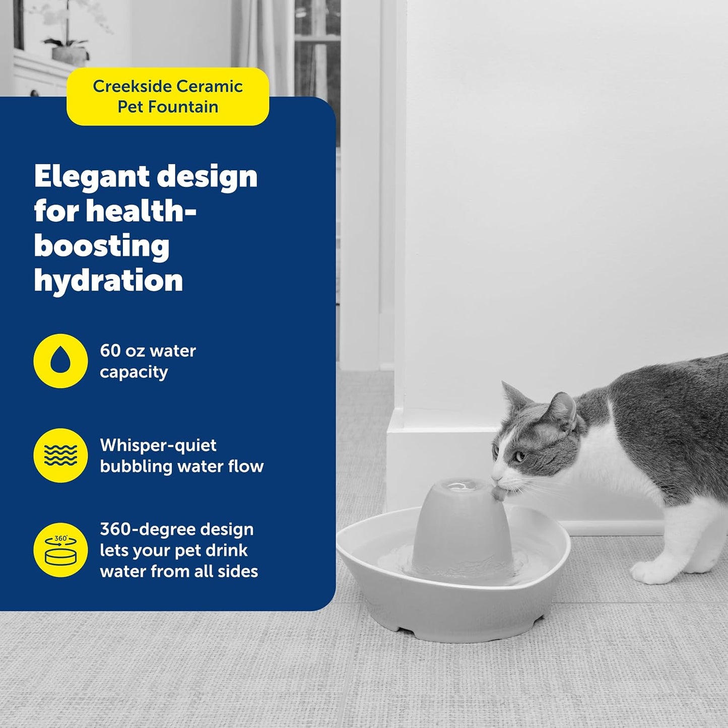 PetSafe 60 fluid ounce ceramic water fountain for cats