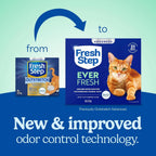 Fresh Step cat litter boxes showing ammonia block technology label