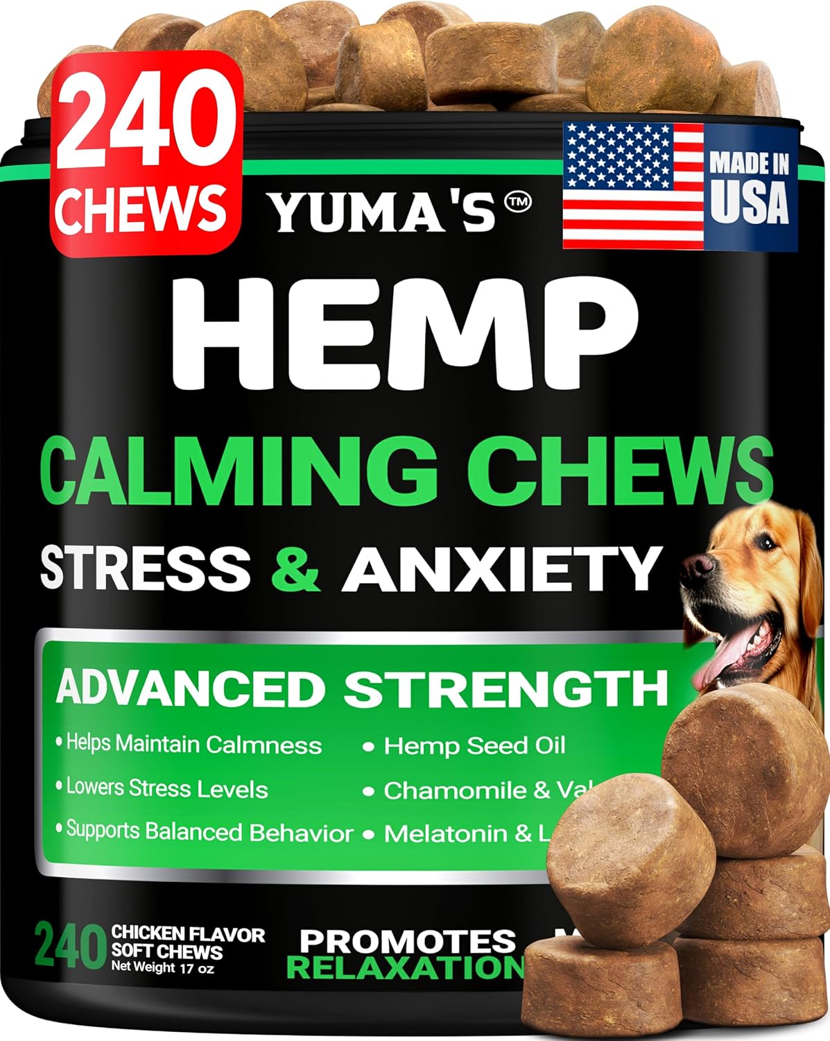 Premium YUMA'S brand canine glucosamine soft chews for stiffness relief.