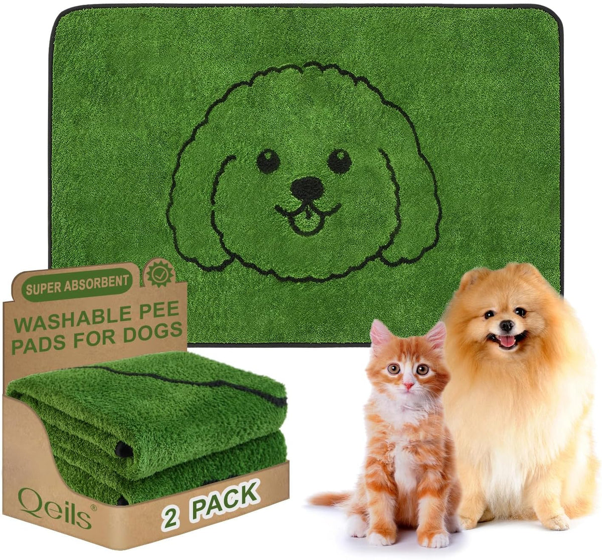 Qeils Reusable Puppy Pads, Washable Pee Pads for Dogs 2 Pack Durable Absorbent Leakproof Dog Training Pads for Home or Travel, Non-Slip Wee Wee Pads Potty Pads 18"x24" - Image 15