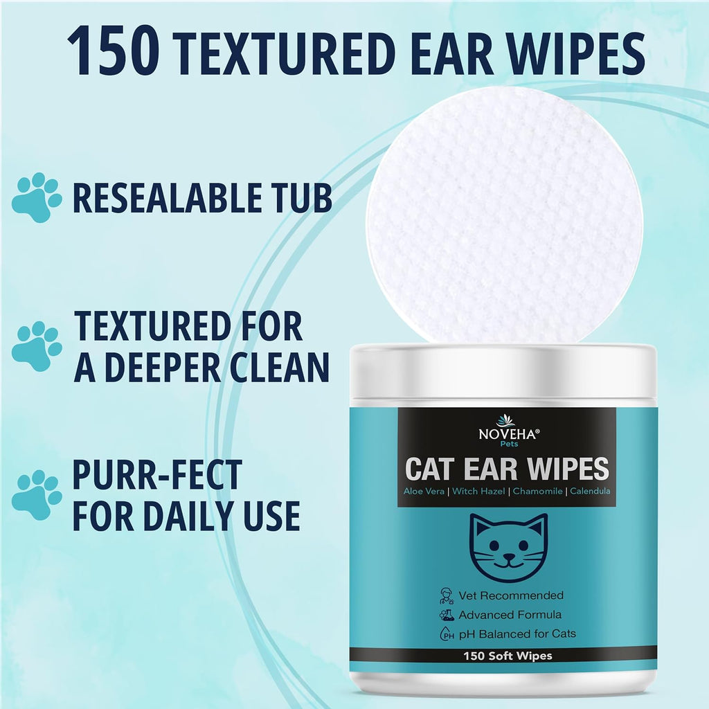 Professional cat ear care wipes by Noveha