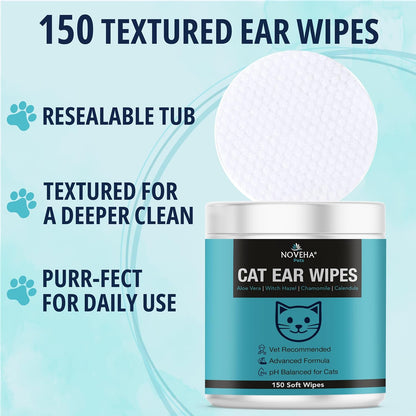 Professional cat ear care wipes by Noveha