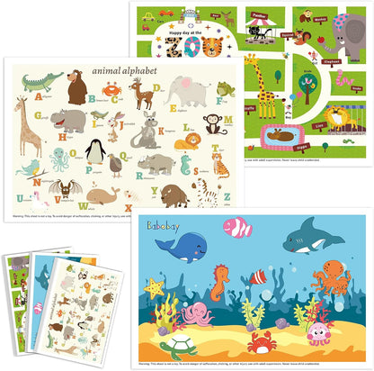 Babebay disposable baby placemats front view of sixty pack packaging.