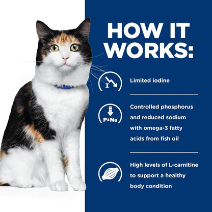 Authentic Hill's Prescription Diet thyroid care adult wet cat food packaging graphics.