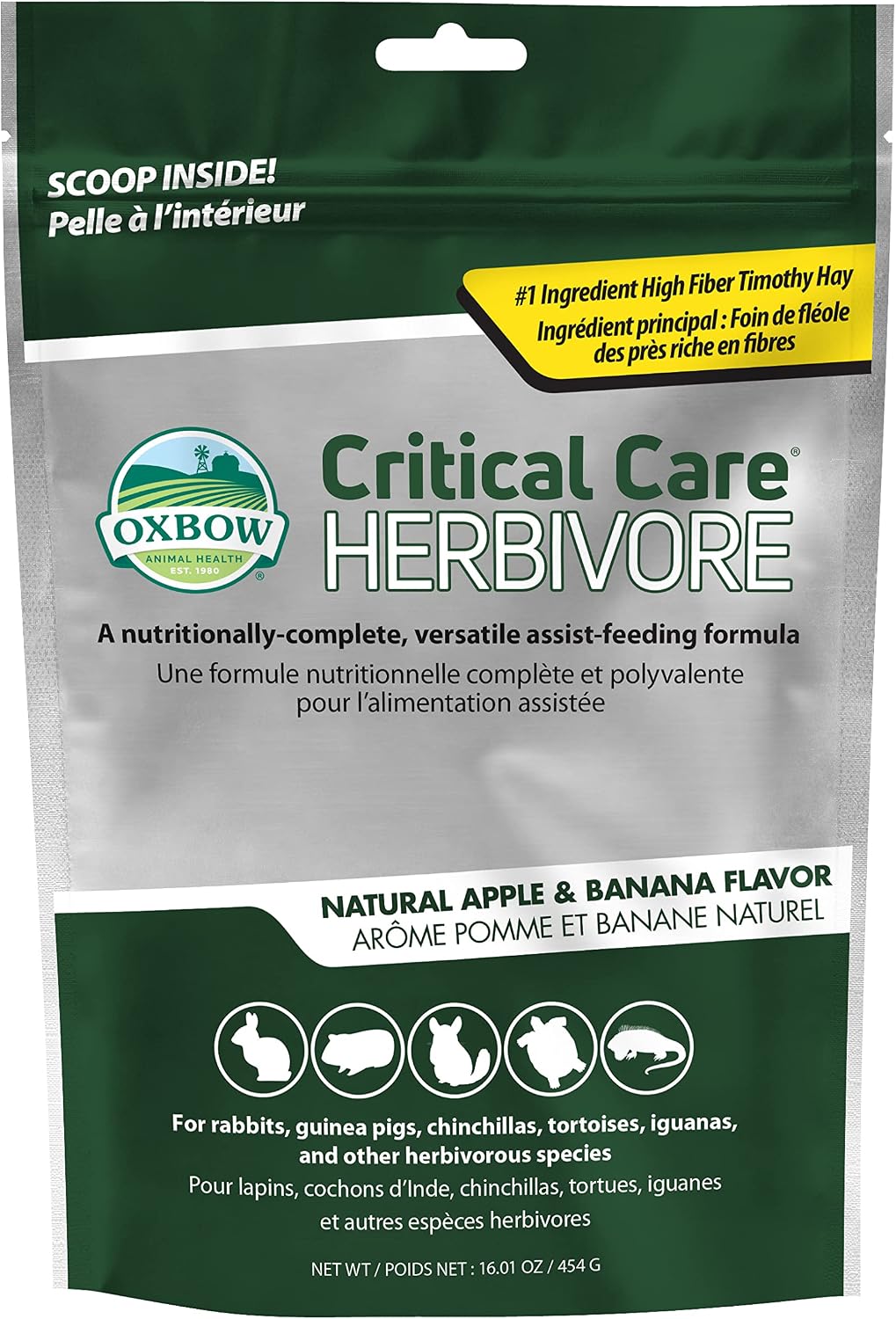 Oxbow Critical Care Herbivore, Emergency Guinea Pig Food, Rabbit Food for Recovery, Natural Apple Banana Flavor, Critical Care for Guinea Pig Emergency Kit, Made in USA, 141 Grams - Image 9