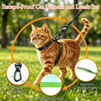 Cat wearing Mihachi durable polyester harness outdoors