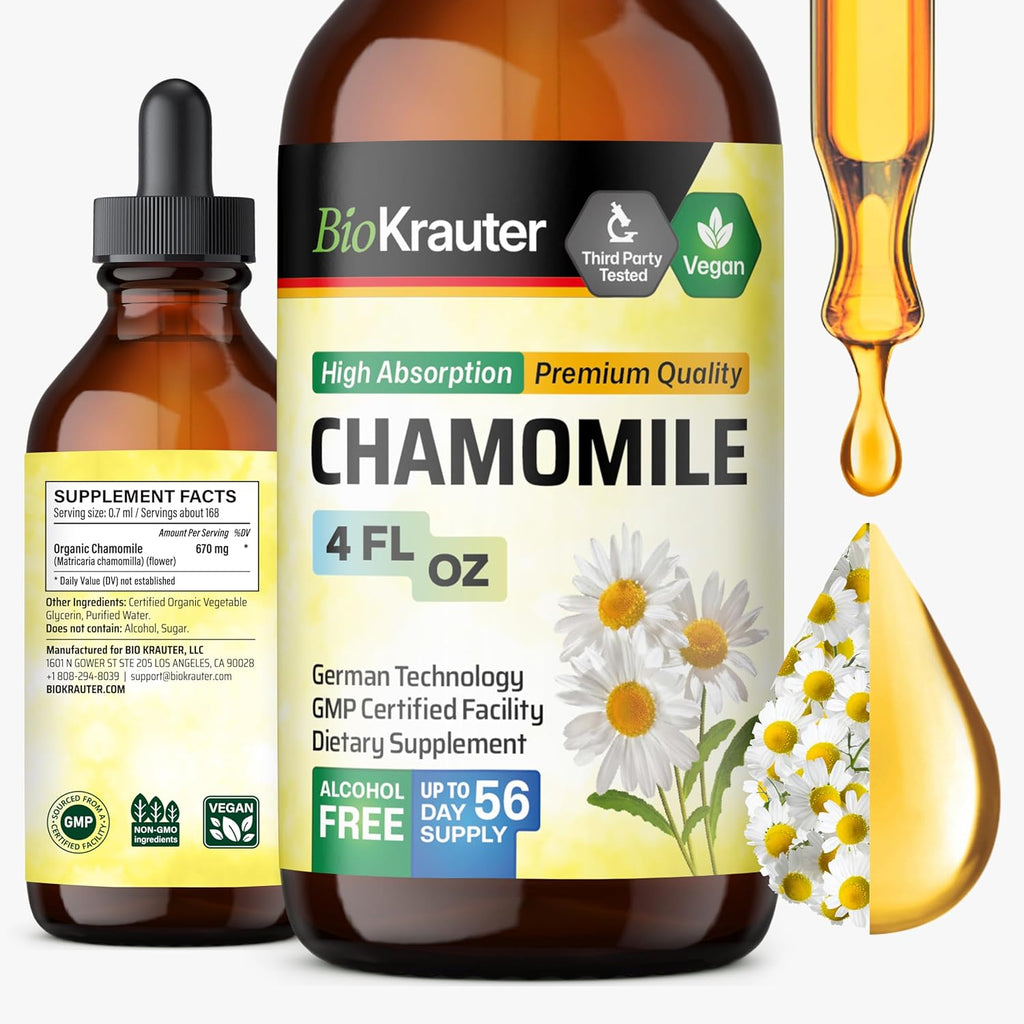 Bio Krauter Chamomile Extract Liquid Drops front view for natural sleep support