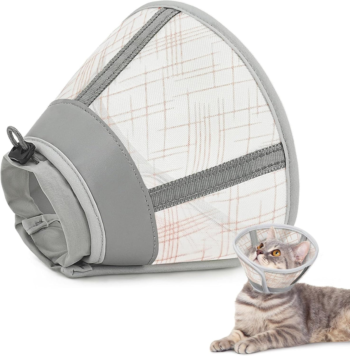 Supet Cat Cone Collar Soft, Air Mesh Recovery Collar to Stop Licking, Breathable Neck Cone Alternative, Lightweight Cat Head Cone Anti Scratch (Orange,S) - Image 12
