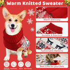 Close up view of the cozy double knitted turtleneck collar on the holiday pet outfit.