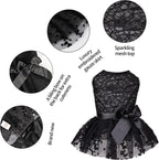 CuteBone pet wedding outfit layered tulle tutu skirt with attached bow