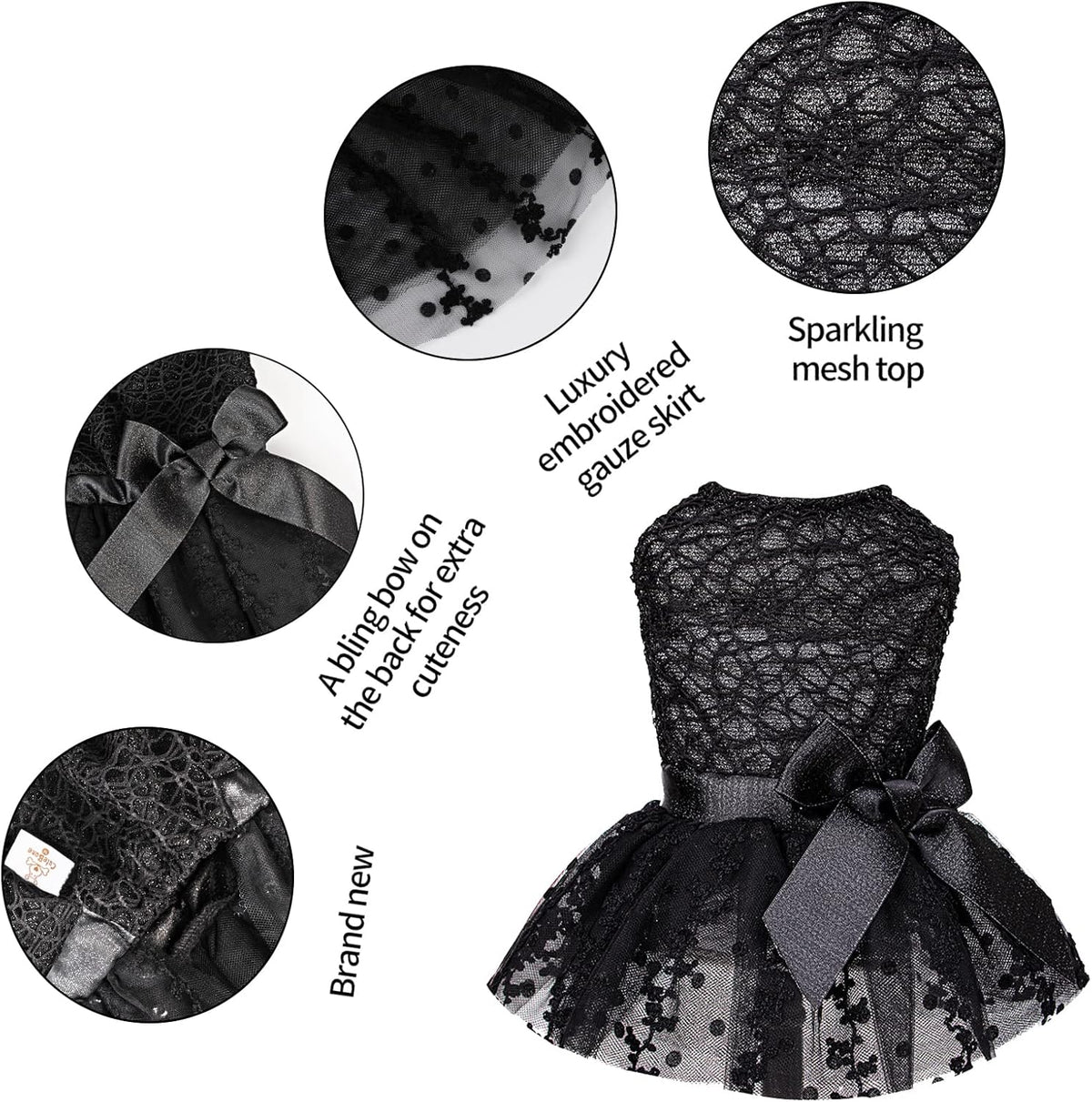 CuteBone pet wedding outfit layered tulle tutu skirt with attached bow