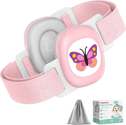 YomauiYee baby noise cancelling headphones with butterfly pattern front view