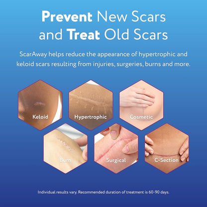 ScarAway advanced formula gel tube showing the application nozzle for precise use on face and body.