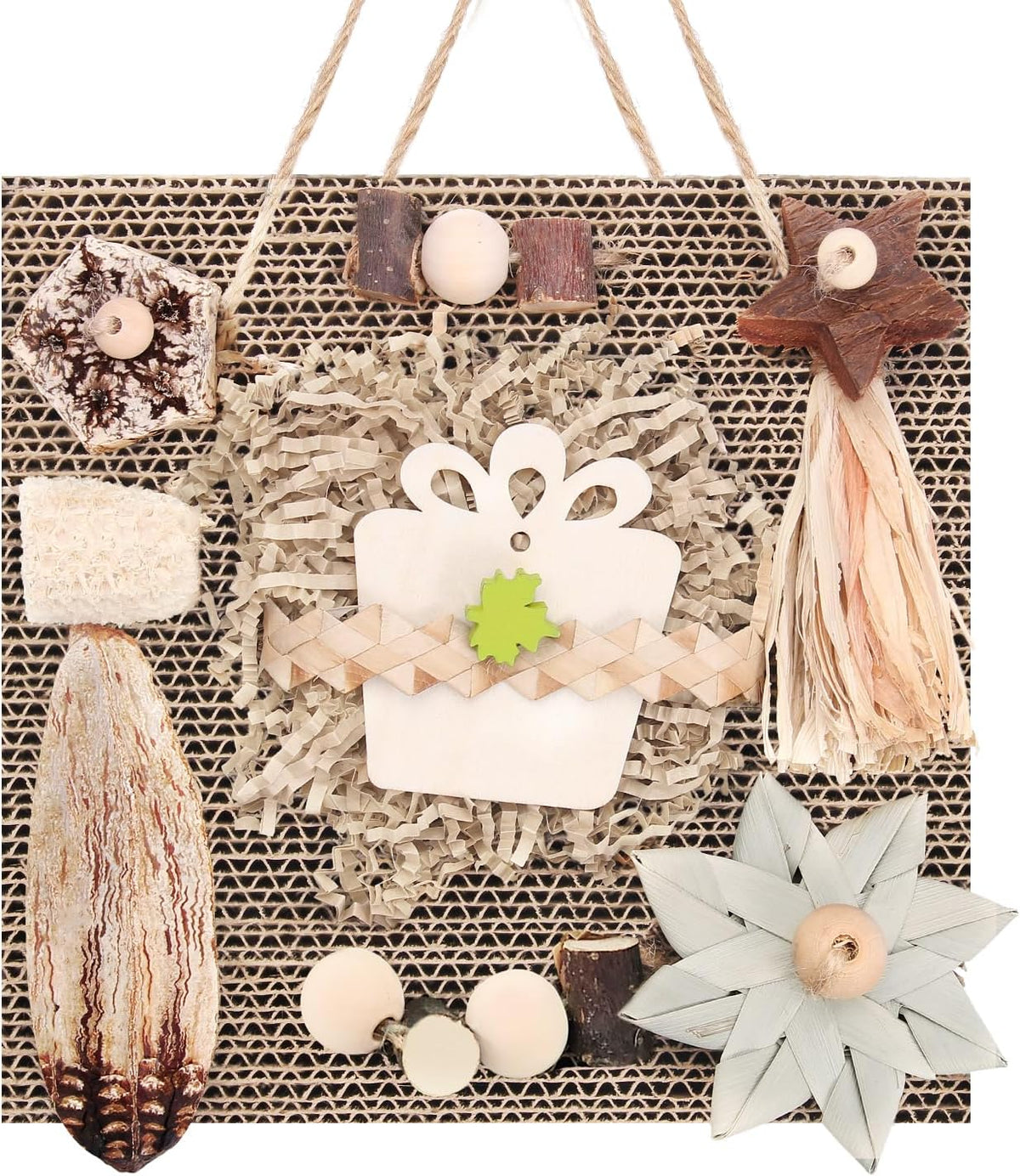 Kyouki natural fiber bird toy full angle display