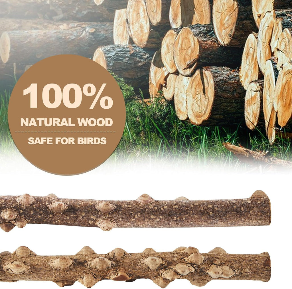 LIMIO 6-Piece Bird Perch Set - Natural Wood Grape Sticks, Paw Grinding Forks, Bird Stand & Toys for Parakeets, Cockatiels, Conure, Budgies - Image 6