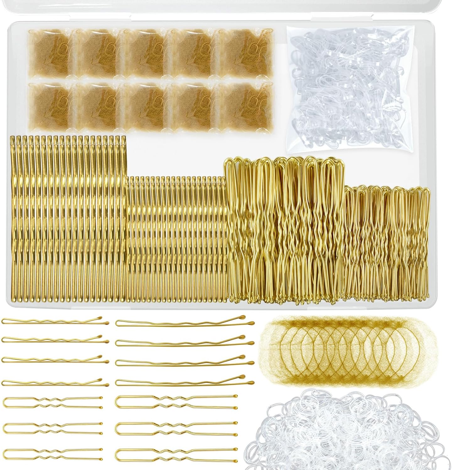 YINGFENG Blonde Bobby Pins Hair Kit front view showing complete 510 piece set arrangement