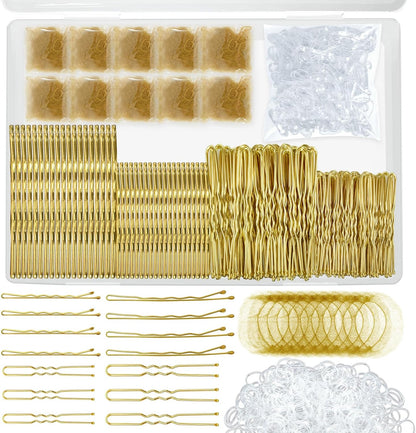 YINGFENG Blonde Bobby Pins Hair Kit front view showing complete 510 piece set arrangement