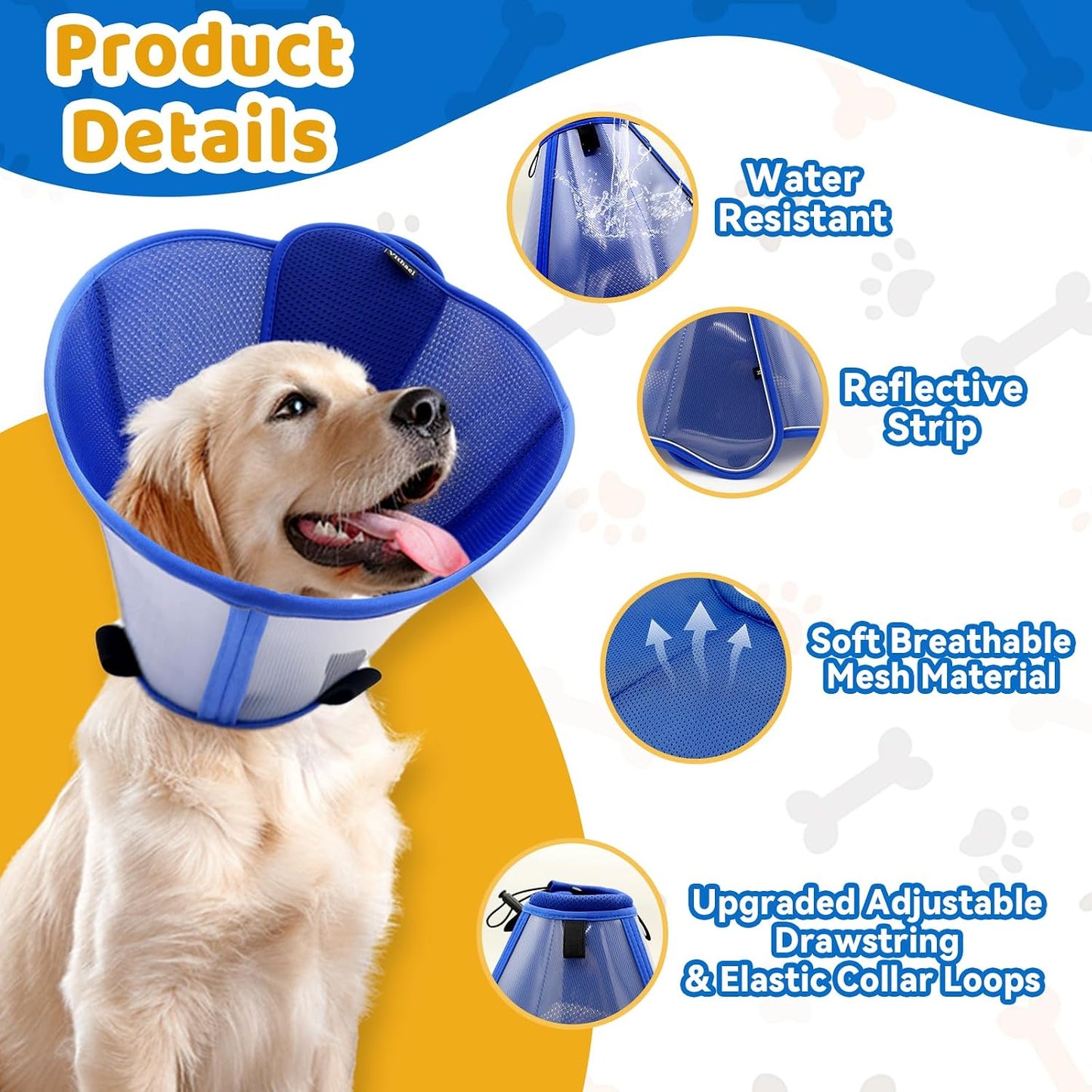 Dog wearing Vithael Elizabethan collar after surgery