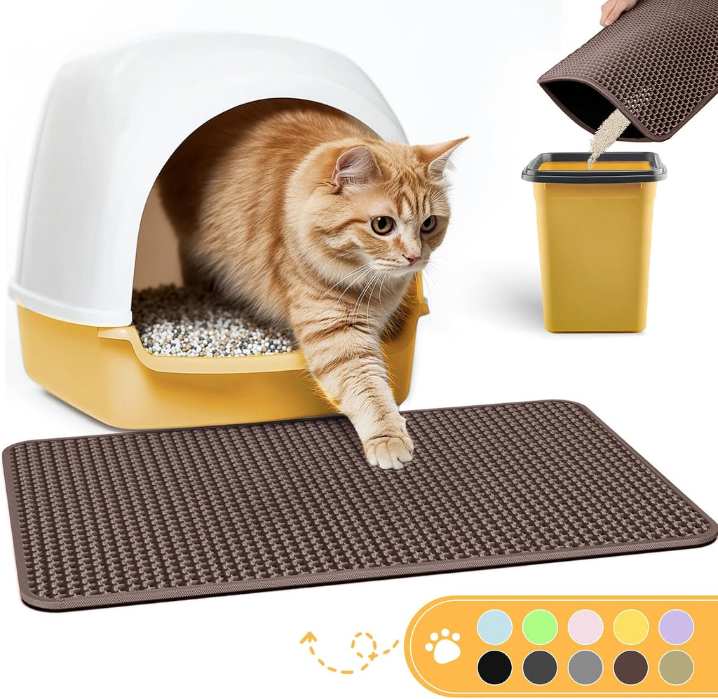 Cat Litter Mat - 23.2'' x 14.6'' Small Litter Trapping Mat, Easy to Clean Litter Box Mat, Waterproof, Urine-Proof, Non-Slip, Cat Toilet Training Systems Accessories, Grey - Image 11