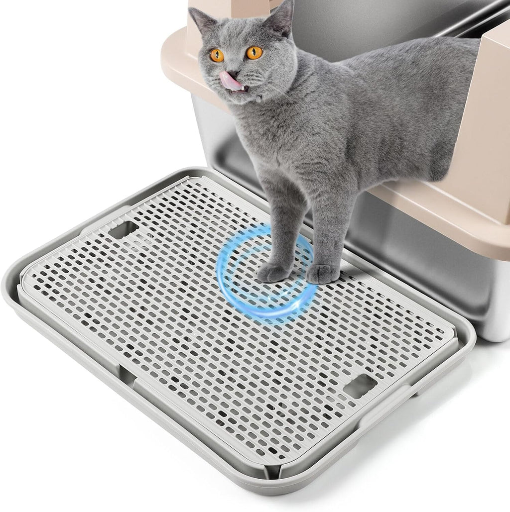 Cat Litter Box Step, Cat Litter Ramp Mat with Filter Function for Self-Cleaning Litter Box, Easy to Clean, Cats Pedal Step Stool Ideal for Kitten & Elderly Cats (Light Grey) - Image 14