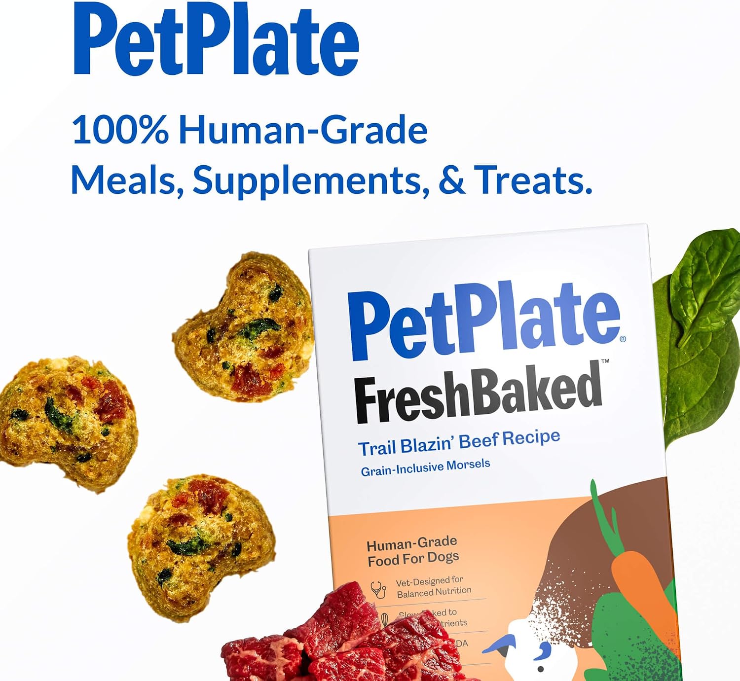 PetPlate trail blazin beef two pounds dog food product layout