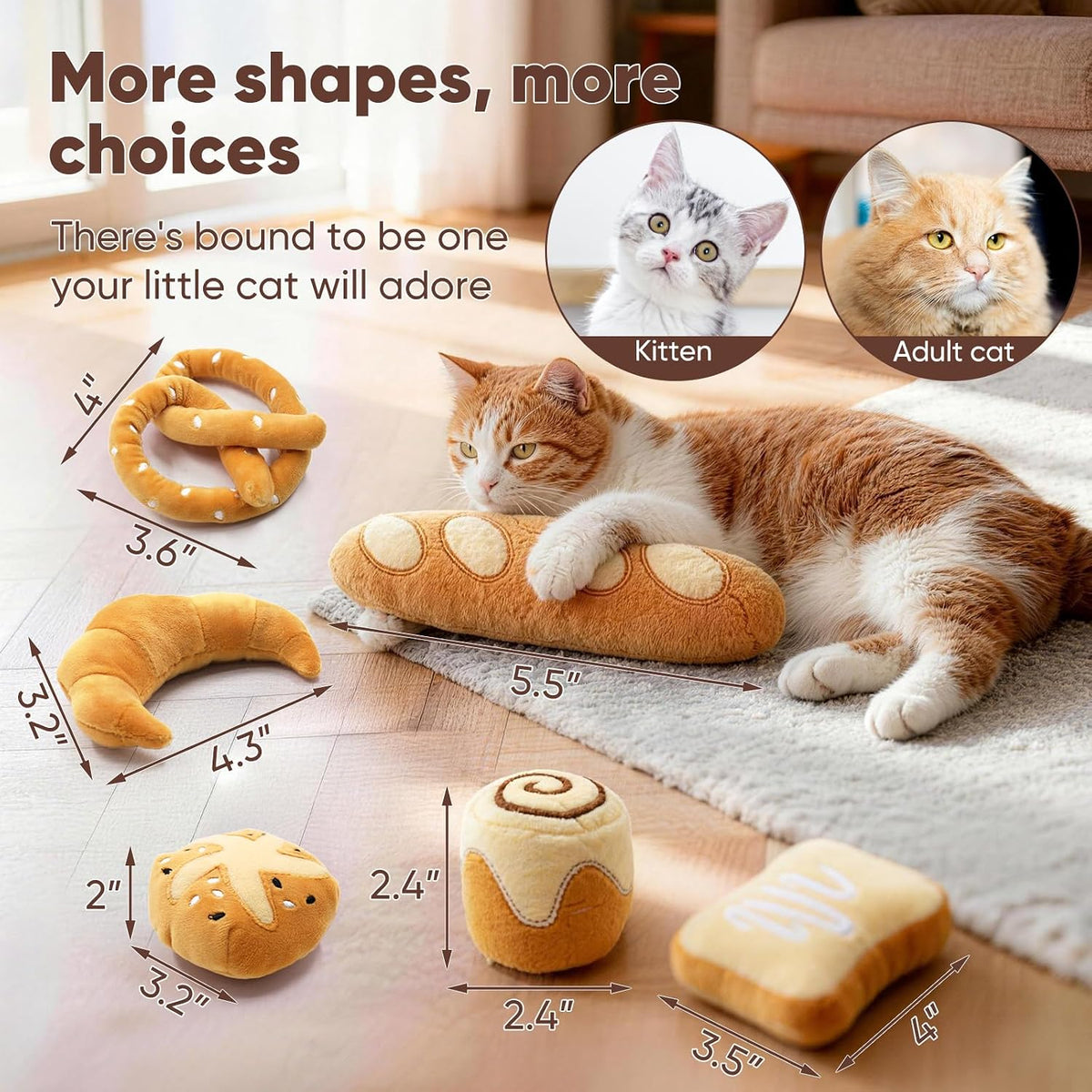 CiyvoLyeen pretzel and toast catnip toys for indoor cats