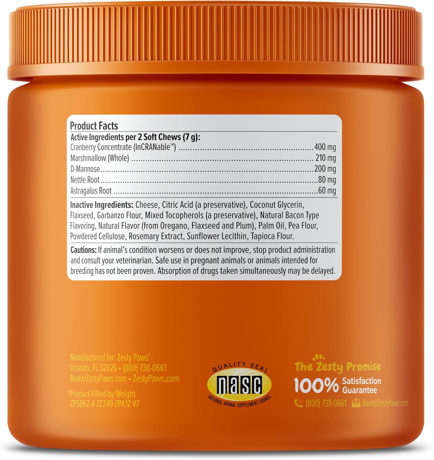 Zesty Paws bacon flavor urinary tract bites for dogs side view