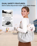 Close up of Moysoon pet sling adjustable shoulder strap