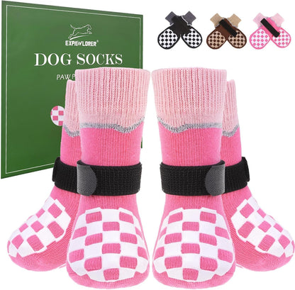 EXPAWLORER Dog Socks to Prevent Licking Paws with Grippers for Hot Pavement & Hardwood Floors Anti Slip, Reflective Dog Shoes Booties Boots & Paw Protectors with for Small Medium Large Senior Dogs XS - Image 12