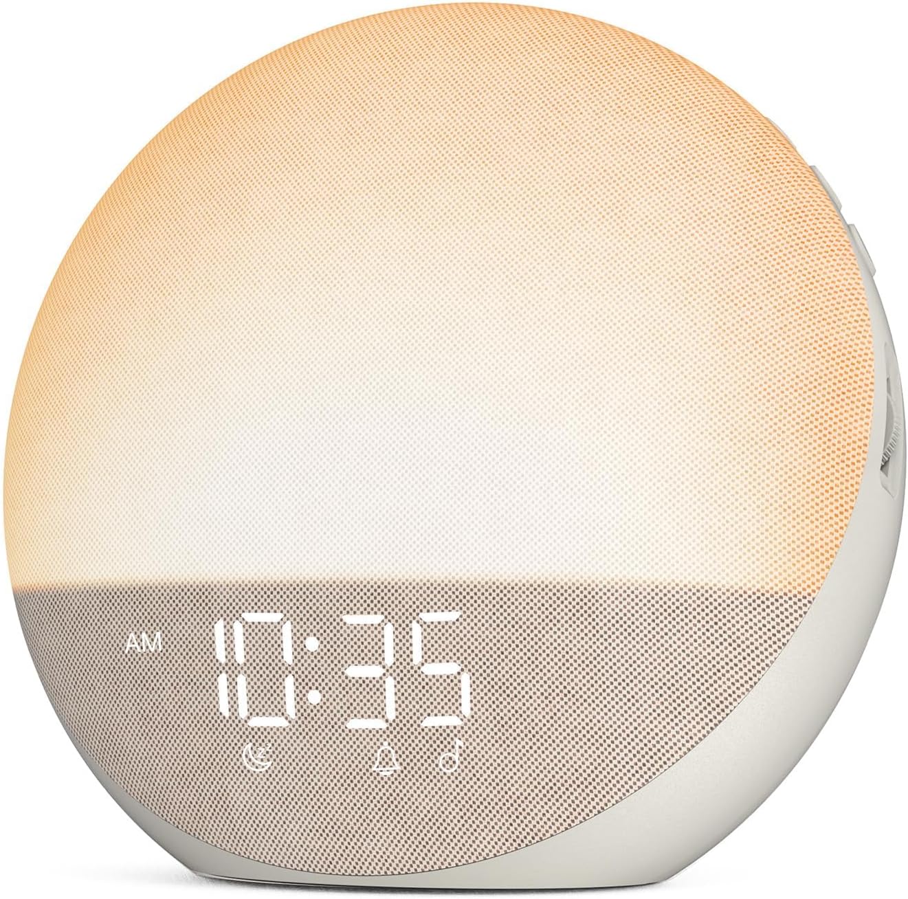 Odokee Sunrise Alarm Clock front view showing digital time display and glowing wake up light.